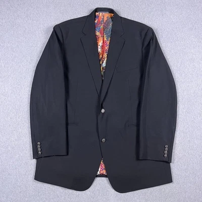 Robert Graham Blazer Mens 46L Black Wool Blend Paisley Liner Metal Buttons - Image 1 of 4