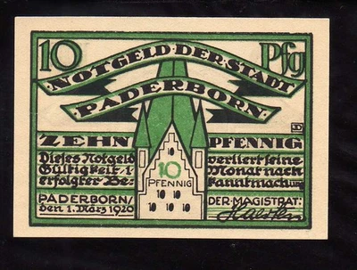 PADERBORN - GERMANY NOTGELD  -   10 PFENNIG - Image 1 of 2