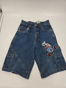 Vintage Y2K Chump Cargo Denim Boy Sz 10 Embroidered Jean Skateboard Shorts Jorts - Picture 1 of 13