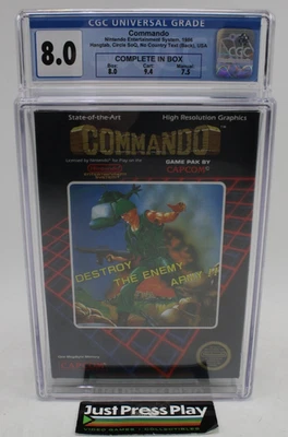 Commando Nintendo NES CIB CGC Graded 8.0 w/ 9.4 Cart! Hangtab Ver. - Image 1 of 4