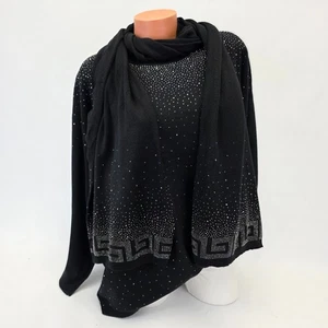 Jersey de punto fino de mujer con pedrería y bufanda Italy Long Pulli talla 40-46 negro - Imagen 1 de 10