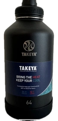 Takeya Actives ~ 64 oz (Onyx) bottiglia d'acqua isolata in acciaio inox (nuova) calda/fredda - Immagine 1 di 4