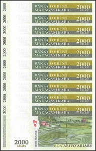 Madagascar 2000 Ariary, 2007, P-93a, UNC Commemorative X 10 PCS - Picture 1 of 2