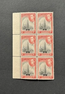 Bermuda SG 110 1d Black & Red Block Of 4 MNH - CAT £11 - Picture 1 of 2