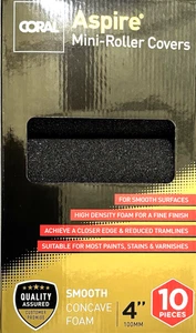 Coral Aspire Mini Concave Paint Roller Sleeve High Density Foam 4" Incl Vat - Picture 1 of 2