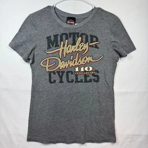 Harley Davidson 110th Anniversary Graphic Tee Motorcycle Top Gray Sz Large - Picture 1 of 8