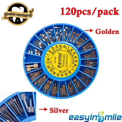 Dental Conical Screw Posts Kits Refills 24K Gold Stainless Plated 120 Pcs Endo - Image 1 of 4