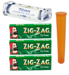 Rullo Zig Zag 70mm, 3 Confezioni Angoli Tagliati Verde, Tubo Doobie Spedito USA - Foto 1 di 3