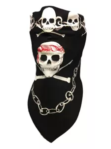 VELCRO® Brand VERSTELLBARER SCHÄDEL PIRAT WENDEGESICHT BIKER MASKE HALS BANDANA - Bild 1 von 4