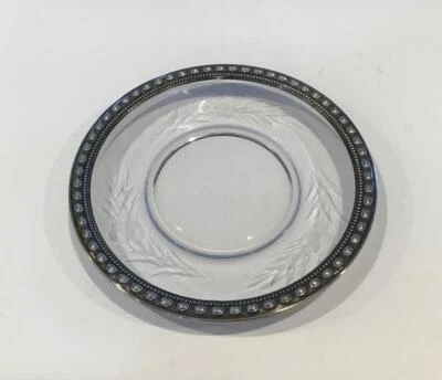 "Plato o bandeja de 6"" de vidrio cortado/grabado con borde de plata de ley La Pierre de 1920, 156A" Foto 1 de 4