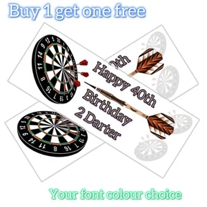 x2 Personalised Darts Banner Birthday,Pub ,sport Party Decoration - Picture 1 of 2