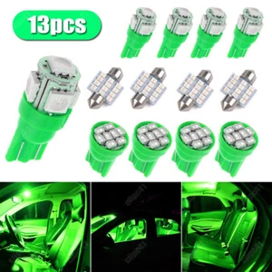 13Pcs Green LED Car Interior Lights Package Kit For Dome License Plate Lamp Bulb - Picture 1 of 10