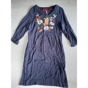 Joules Womens 8 Floral/Paisley Embroidered Pullover Pure Viscose Sunday Dress - Picture 1 of 11