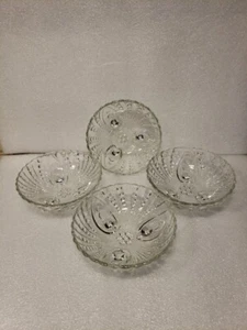 Vintage~4~Anchor Hocking~Glass Clear Burple~4.5" Berry Dessert Bowls(BP5) - Picture 1 of 5