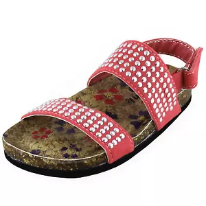 New girl's kid's sandals coral studs open toe summer casual soft foot bed beach - Picture 1 of 10