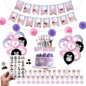 Bts Party Decoration Kit 40 Cute Stickers 16 Balloons Birthday Set Easy Setup - Picture 1 of 8