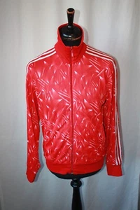 Vtg 90s Adidas red track suit top jacket sports large mod casual 3 stripe - Picture 1 of 11