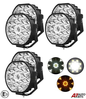 9" Round X6 Full Led Driving Spotlight Spotlamp + Side Light 12V 24V  E-Approved - Image 1 of 4
