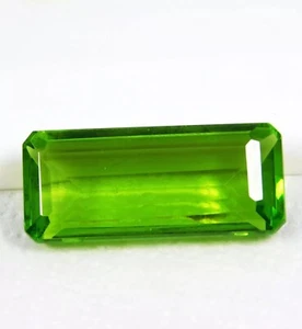 100.50 Ct Natural Green Peridot Emerald Cut Loose Gemstone Certified - Picture 1 of 5