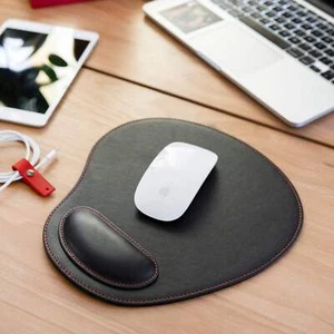 Customized Leather Oval Mouse Pad with Wrist Rest, PU Leather Mousepad - Picture 1 of 28