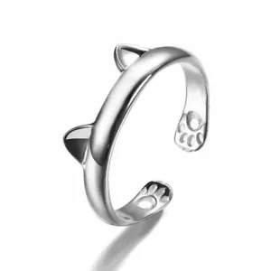 925 Sterling Silver Cat Paw Ring Statement Gift Rings Petlover Band Girl Jewelry - Picture 1 of 15