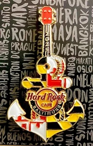 2025 HARD ROCK CAFE BALTIMORE 3D MARYLAND STATE FLAG ANCHOR GUITAR LE PIN - Picture 1 of 3