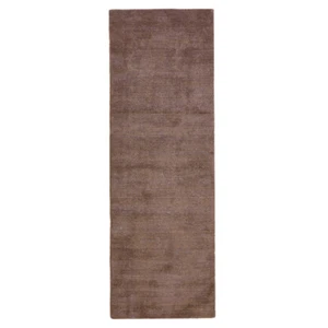 Eco-Friendly Hand Knotted Loom Silk Mix Runner Area Rug Solid Light Brown LSM111 - Picture 1 of 8