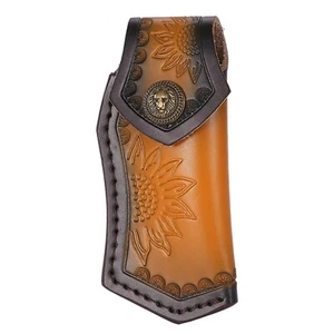 Pocket Knife Sheath Leather Folding Knife Holster Belt Pouch for 5" Outdoor Case - Picture 1 of 25
