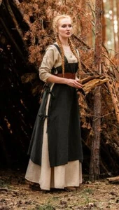 Mittelalter Überkleid Hildegard natur schwarz grün rot braun LARP Wikinger - Bild 1 von 24