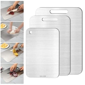 3Pcs Titanium Cutting Boards - 100% Pure Titanium, Double-Sided, Food Grade - Picture 1 of 6