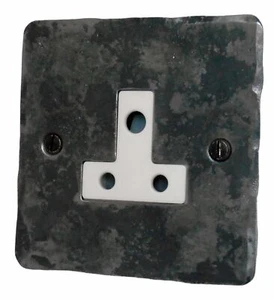 G&H FR59W Flat Plate Rustic Silver 1 Gang Single 5 Amp Plug Socket - Picture 1 of 1