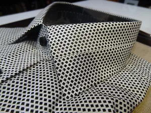 Steven Land Dress Shirt Black White Diamond Check French Cuff Big & Tall - Picture 1 of 2