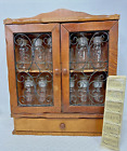 Vintage Japan Spice Rack Apothecary Wall 2 Door Cabinet 12 Glass Jars Drawer