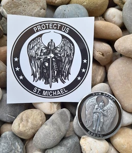 Sammlercoin & Aufkleber Talisman Polizei & Soldaten Erzengel St. Michael - Picture 1 of 3