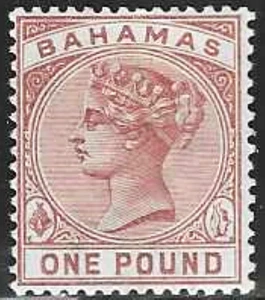 Bahamas (British) 1884 Scts #32, "Queen Victoria" MNH. Very Fine-XF "POUND" FOG - Picture 1 of 2