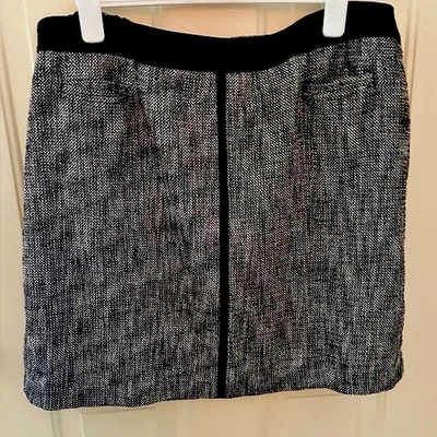 Falda Talbots Plus Petites Talla 20WP Línea A Negro Blanco Tweed Foto 1 de 3