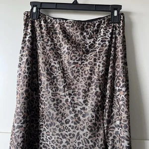 Peach Cheetah Animal Print Maxi Skirt Women Large Side Slit Elastic Waist Brown - Picture 1 of 15