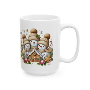 Taza de cerámica muñeco de nieve de Navidad, taza de café de vacaciones, vajilla festiva, invierno - Imagen 1 de 9
