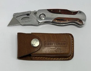 VTG Craftsman Patented Folding Utility Box Cutter Knife with Leather Case VG - Picture 1 of 12