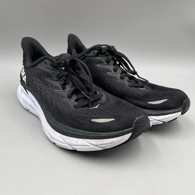 Hoka One One Womens Clifton 8 1119394 BWHT Black Running Shoes Sneakers Sz 8 B - Image 1 of 4
