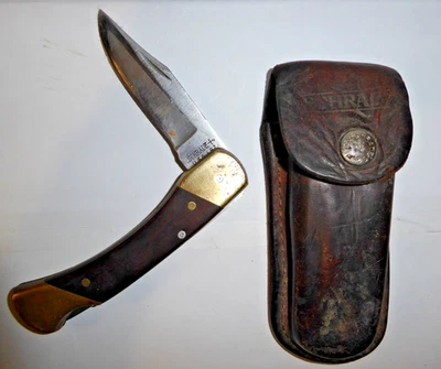 Cuchillo plegable vintage Schrade + Tío Henry LB7 EE. UU. bloqueo trasero con funda Foto 1 de 4