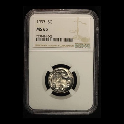 1937 5c Buffalo Nickel NGC MS65 - Free Shipping USA - Image 1 of 3