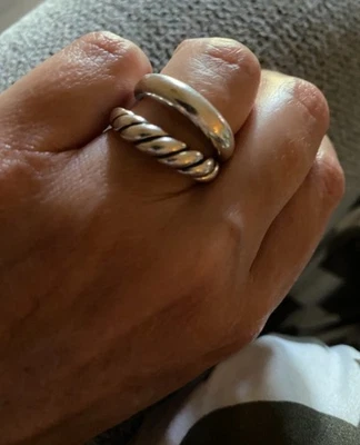 David Yurman Tapered Single Stacking Ring Set in 925 Sterling Silver Size 7 1/4 - Image 1 of 4