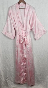 Maxi accappatoio vintage David marrone con cintura taglia M rosa bianco raso setoso modello effetto pizzo - Foto 1 di 9