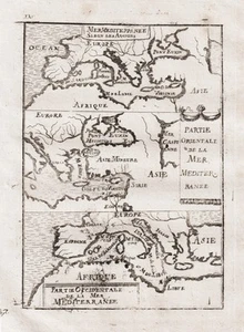 Mar Mediterráneo Mediterráneo Asia Menor Europa mapa Mallet grabado 1719 - Imagen 1 de 1