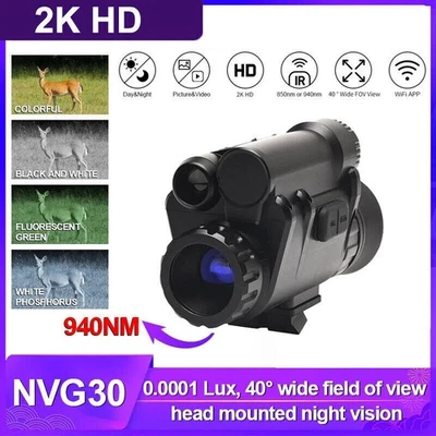 NVG30 Helmet Night Vision Goggles Wide View 40° 940nm IR WiFi Digital Binoculars - Bild 1 von 4