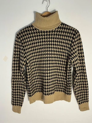 Suéter De Colección Ann Taylor Para Mujer Talla S Cuello Tortuga Pata de Gallo Lana Merino Italiana Foto 1 de 3