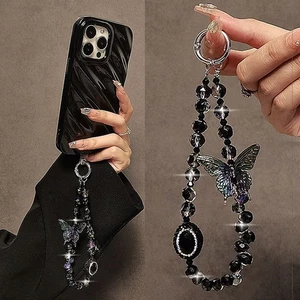 Butterfly Crystal Beaded Phone Chain Women Fashion Phone Lanyard  Gifts - Photo 1 sur 6