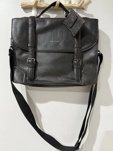 Ted Baker Black 'Lextons' Leather Messenger Bag 14x10x3” - Picture 1 of 16