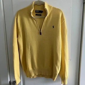 Ralph Lauren Polo Men's Quarter-Zip Pullover, Butter Yellow, Size Large Preppy - Picture 1 of 12